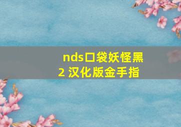 nds口袋妖怪黑2 汉化版金手指